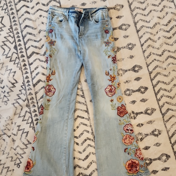 DRIFTWOOD Denim - Floral Embroidered Light Blue Jeans